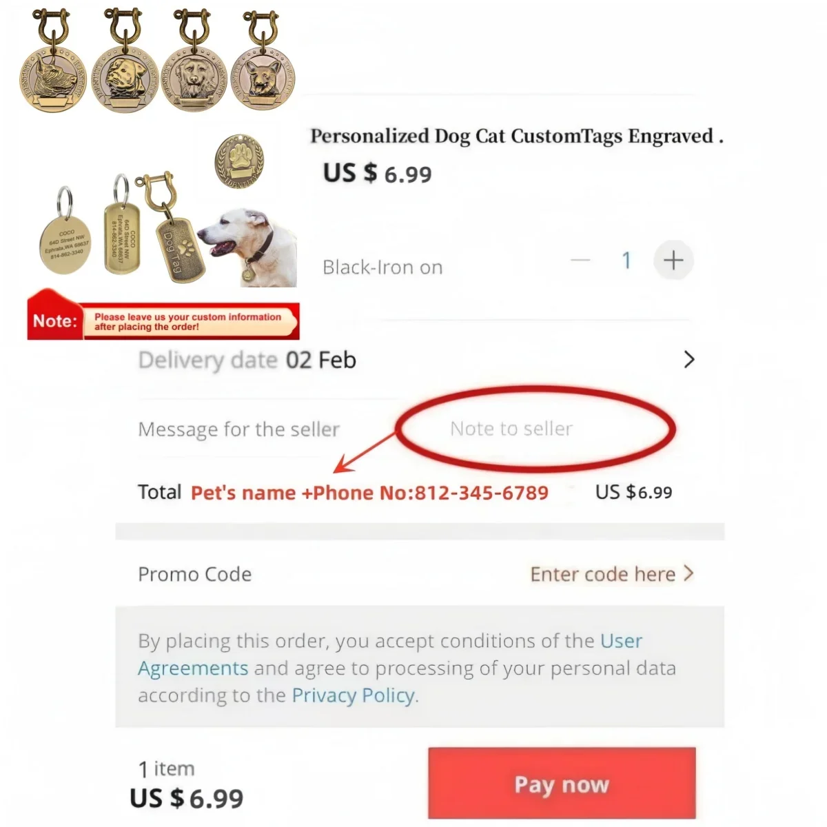 VIP Customizable Engraved Pets ID Tag for Dog Cat Bronze Nameplate Tags Personalized  Address Number Dogs Collar ID Pendant