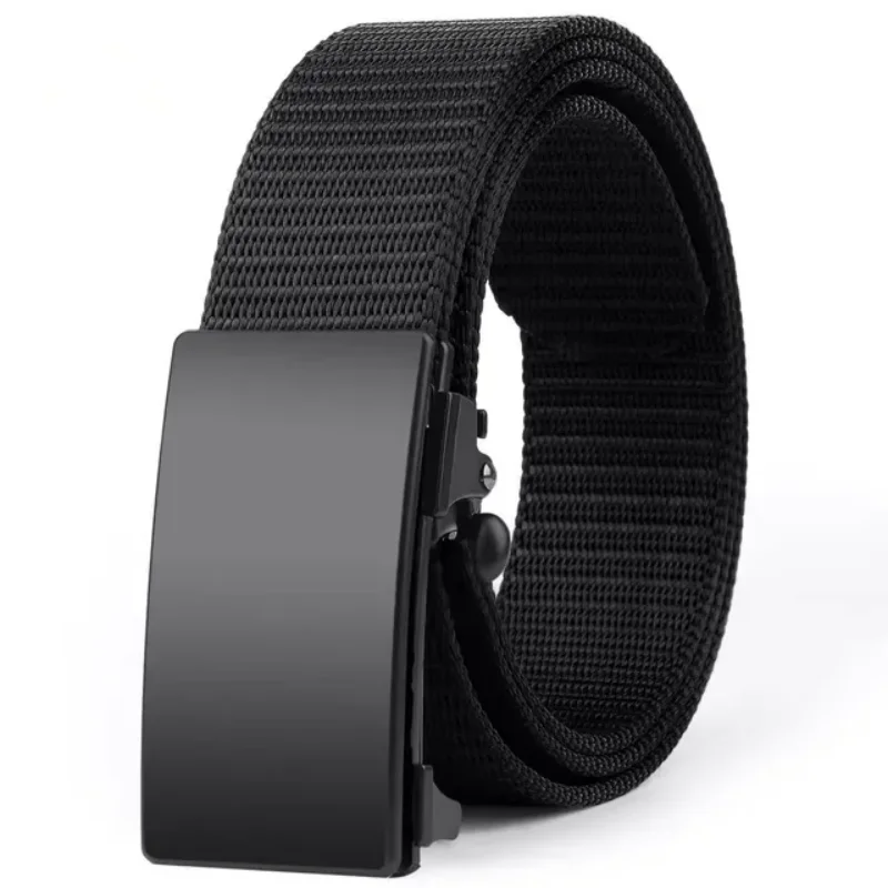 Men's Belt Outdoor Leisure Sports Belt Toothless Quick Release Automatic Buckle Quality Black Belt