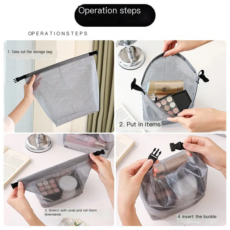 Bolsa de almacenamiento de malla, ropa deportiva, baño de natación, cordón de gran capacidad, bolsa de artículos de tocador al aire libre para hombres y mujeres