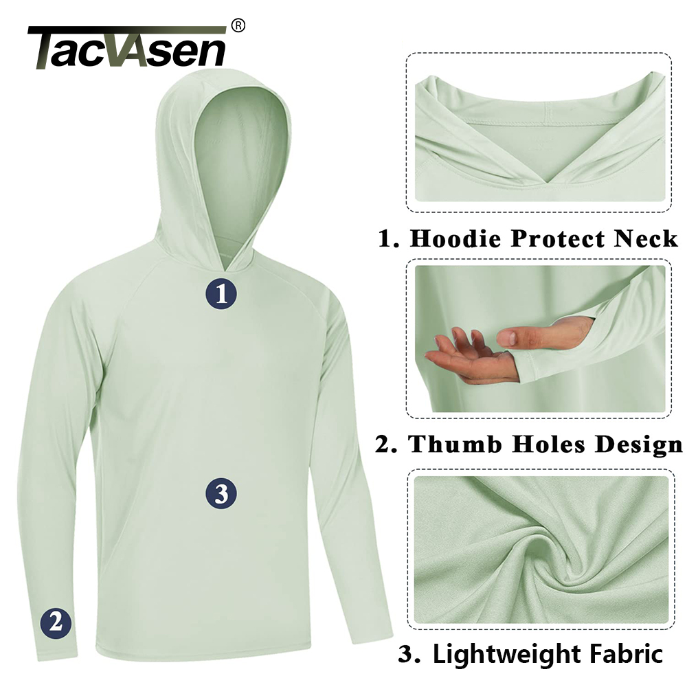 TACVASEN 日焼け防止 Tシャツメンズ長袖パーカーカジュアル UV 防止 Tシャツ通気性軽量速乾 Tシャツ男性