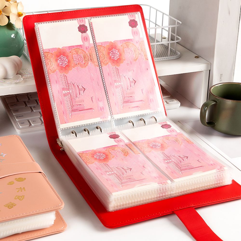 50Sheets Saving Money Binder PU Leather Loose-leaf Colorful Shine Budget Binder Wallet Storage Refillable Account Book