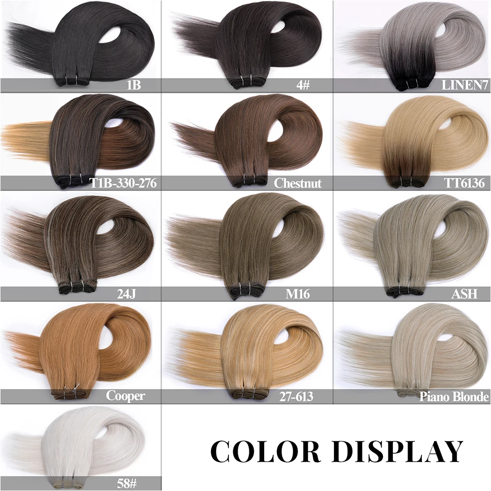 Extensões de cabelo sintético longo e reto, extensões de cabelo liso ombre marrom tecelagem de cabelo reto sintético completo para terminar