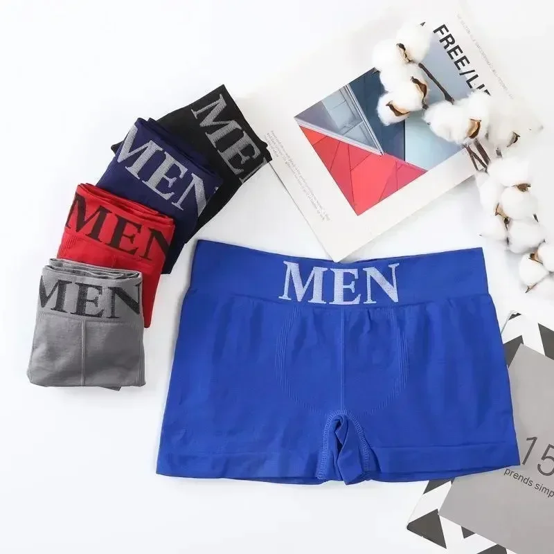 New Men's Panties Letter Printed Underwear Boxer for Men Soft Elastic Polyester Boxer Shorts Breathable Male Underpants Lingerie