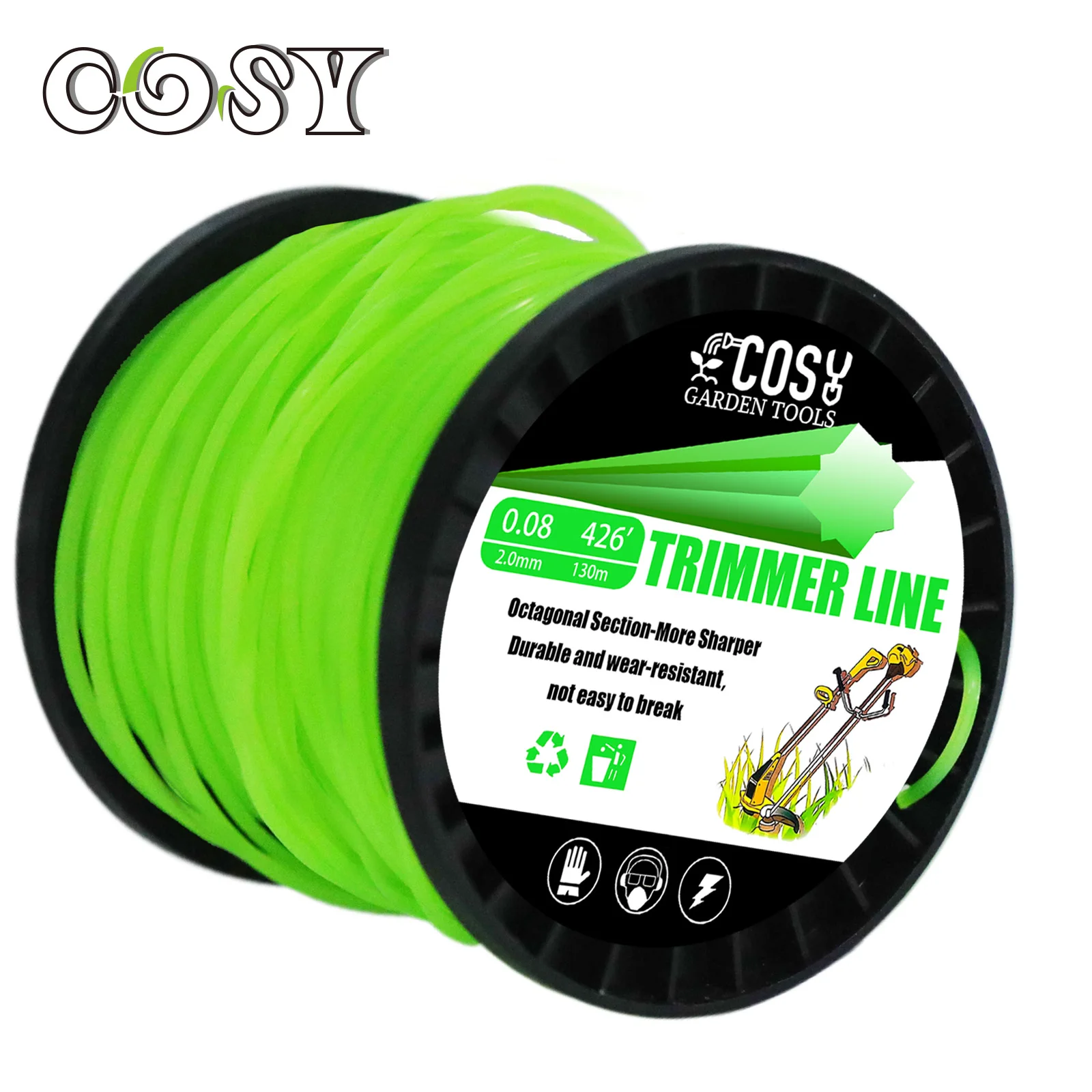 COSY 1LB Nylon Octagonal shape Mowing Trimmer Line Trimmer Head String for Grass Trimmer Roll Grass Rope Line Brushcutter Wires