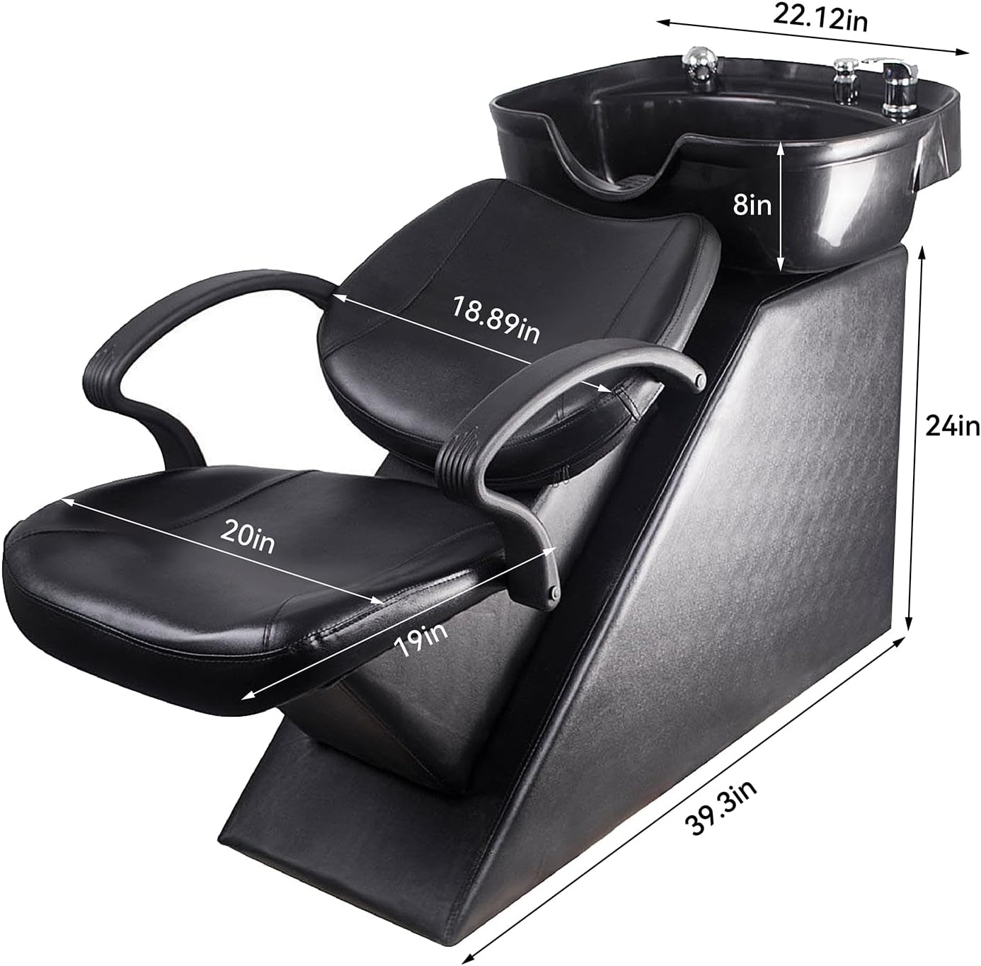 Shampoo Barber Backwash Chair, ABS Plastic Shampoo Bowl Sink Chair for Spa Beauty Salon (black)