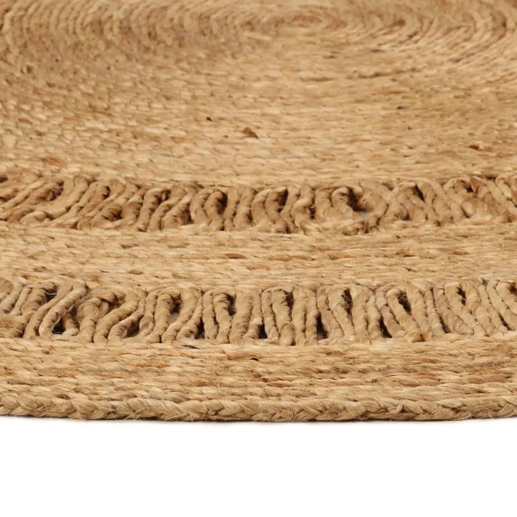 120 cm Round Hand-Braided Jute Area Rug - Eco-Friendly Home Decor