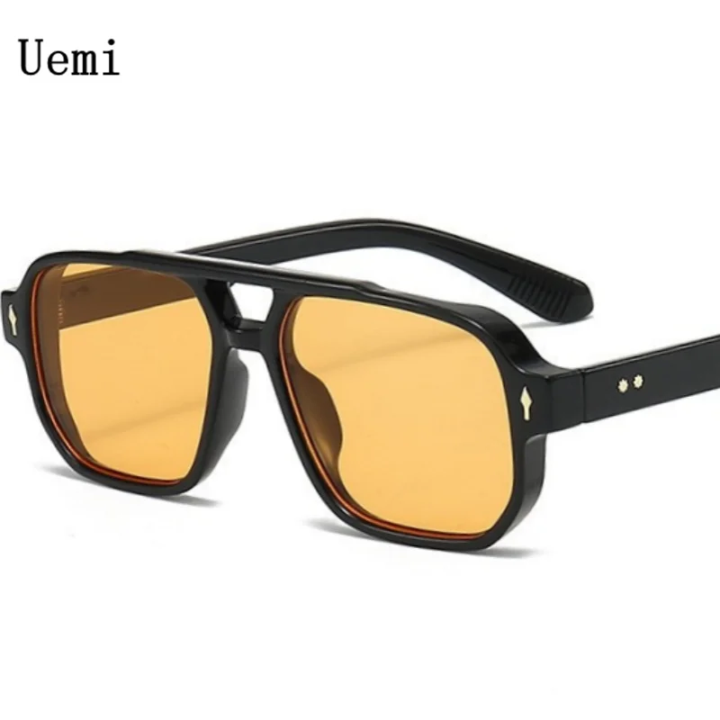 Nuevas gafas de sol cuadradas Retro de doble puente para mujeres y hombres, gafas de sol con remaches de diseño de lujo a la moda, gafas de sol de tendencia UV400