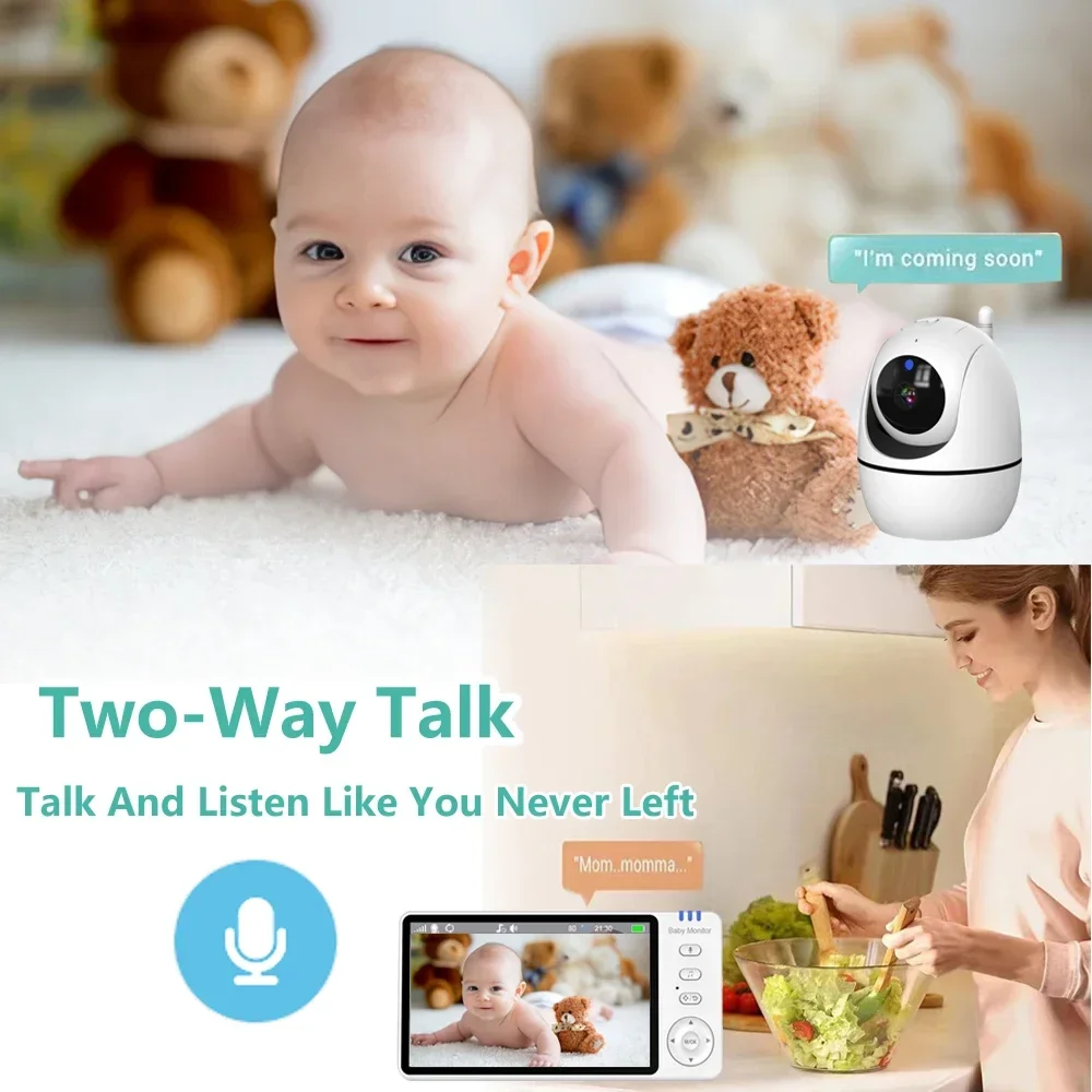 5 Polegada vídeo monitor do bebê com câmera ptz zoom babyphone cam proteção de segurança câmeras vigilância sensor temperatura canção de ninar