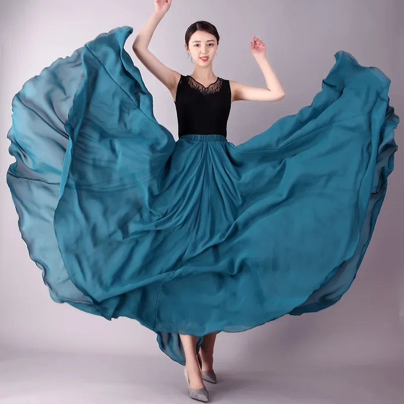 720-Grad-Chiffon-Rock, Ballett-Tanzkostüm für Damen, Zigeuner-Übungskleidung, verschiedene lange Party-Performance, moderne Kleider