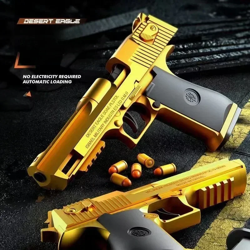 Pistola de juguete mecánica automática con águila del desierto, pistola de eyección de carcasa, pistola Airsoft de disparo continuo, bala suave de juguete para niños que dispara