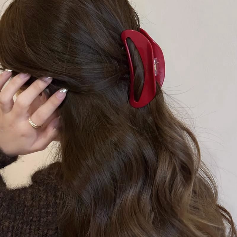 1pc novo high-end ano novo clipe de vinagre vermelho temperamento geométrico, parte de trás da cabeça grampo de cabelo acessórios para o cabelo