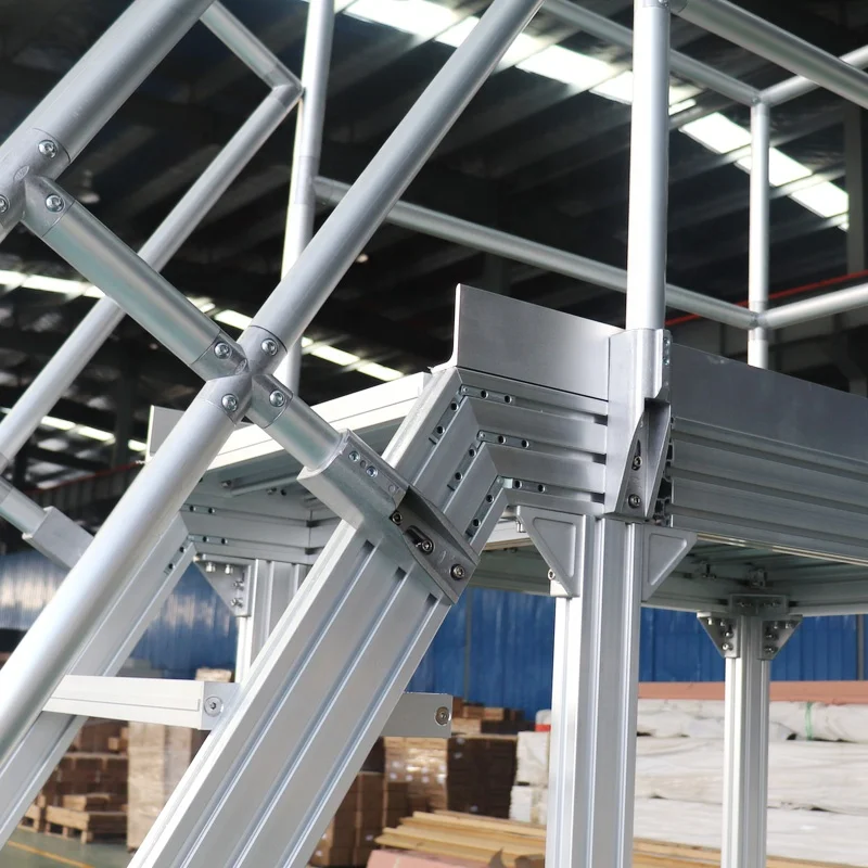 Piattaforma di lavoro industriale personalizzata in alluminio Scala in alluminio Walkcart Sistema di piattaforma di lavoro Scala con corrimano