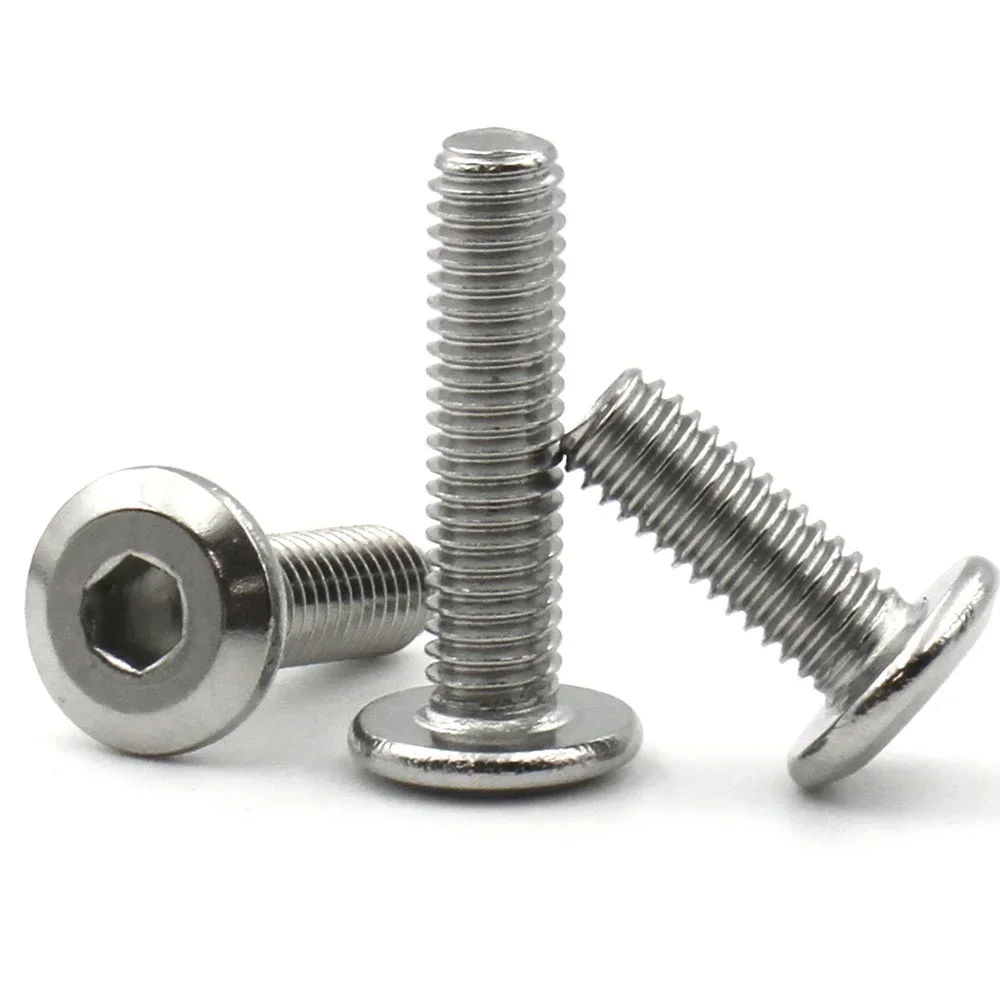 50 / 10 / 5 M3 M4 M5 M6 M8 304 Stainless Steel Flat Hex Hexagon Large Furniture Socket Rivet Screw Joint Connect Allen Head Bolt