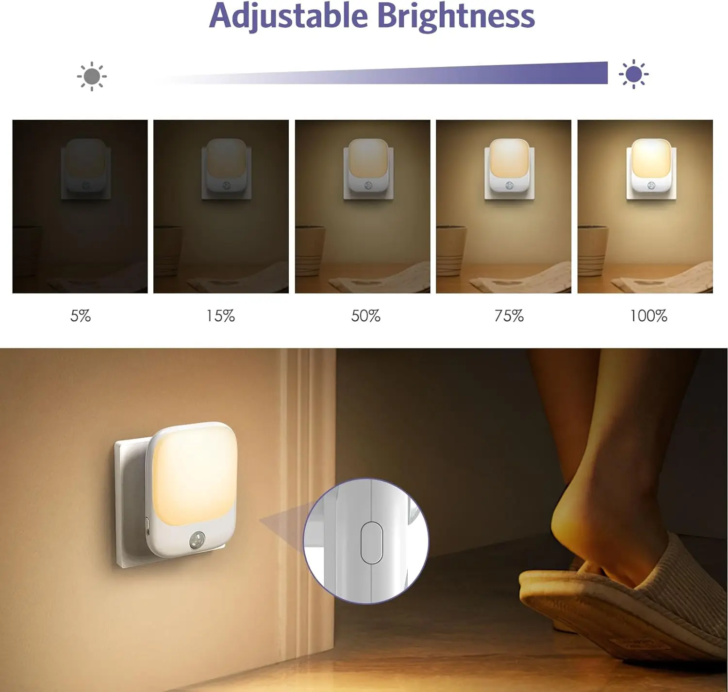 1szt/2szt EU Plug in LED Motion Sensor Night Lights for Kids Bedroom Auto Dusk to Dawn Sensor Dimmable Wireless Cabinet Lamp