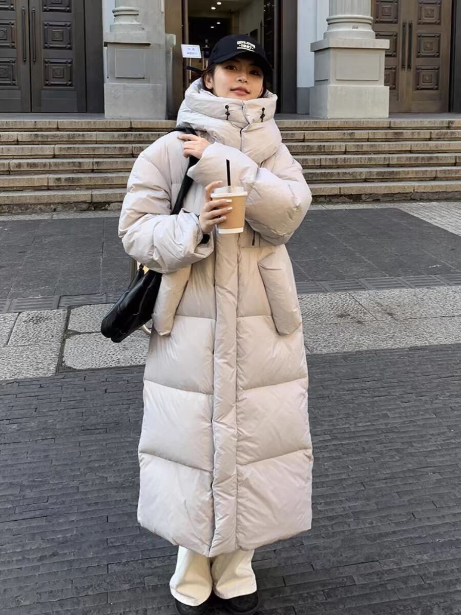 Inverno feminino longo para baixo jaqueta solta pato quente jaqueta casual parka 2024 novo design coreano engrossado casaco com capuz quente