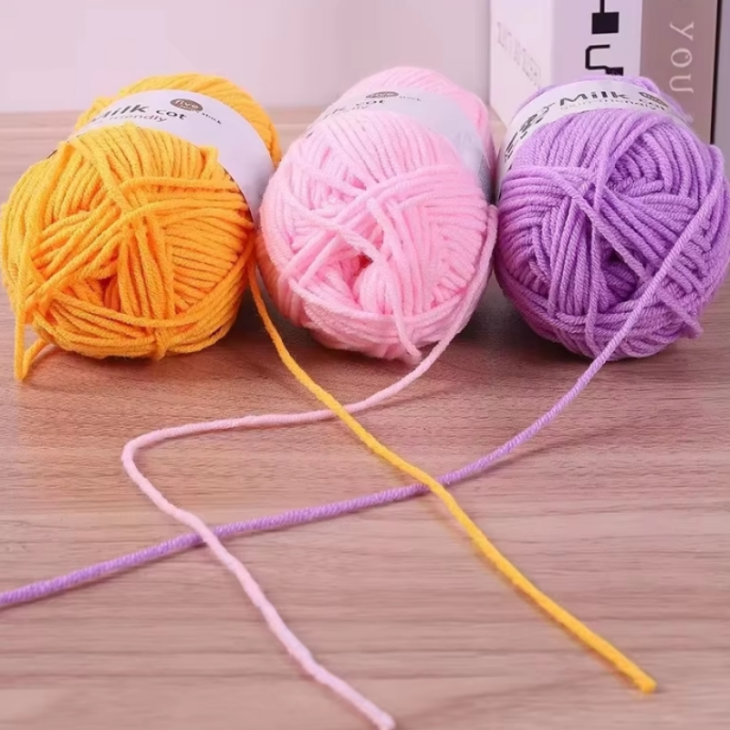 Bola artesanal do fio do leite, camisola tecida DIY, chapéu da flor e lenço, fio grosso médio, 5 vertentes, 150g