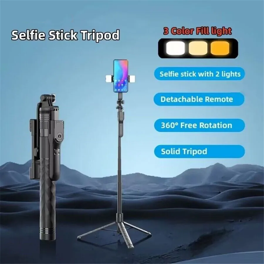 FANGTUOSI 2024 New Wireless Selfie Stick Tripod Foldable Stand For Gopro Action Cameras Smartphones Balance Steady Shooting Live