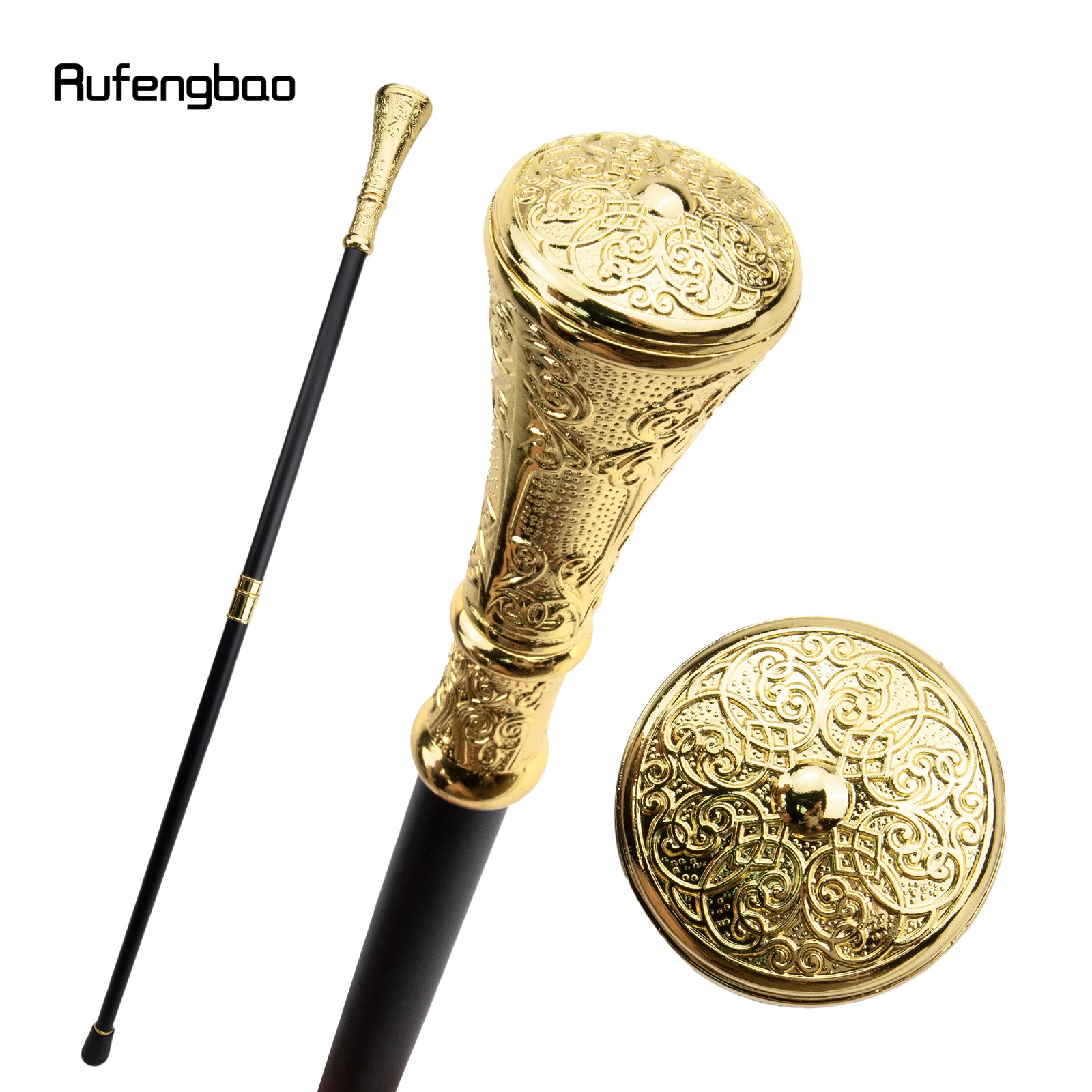 Bastón para caminar con mango redondo y flor dorada de lujo, bastón decorativo para fiesta, perilla elegante, perilla para crosier, 93cm