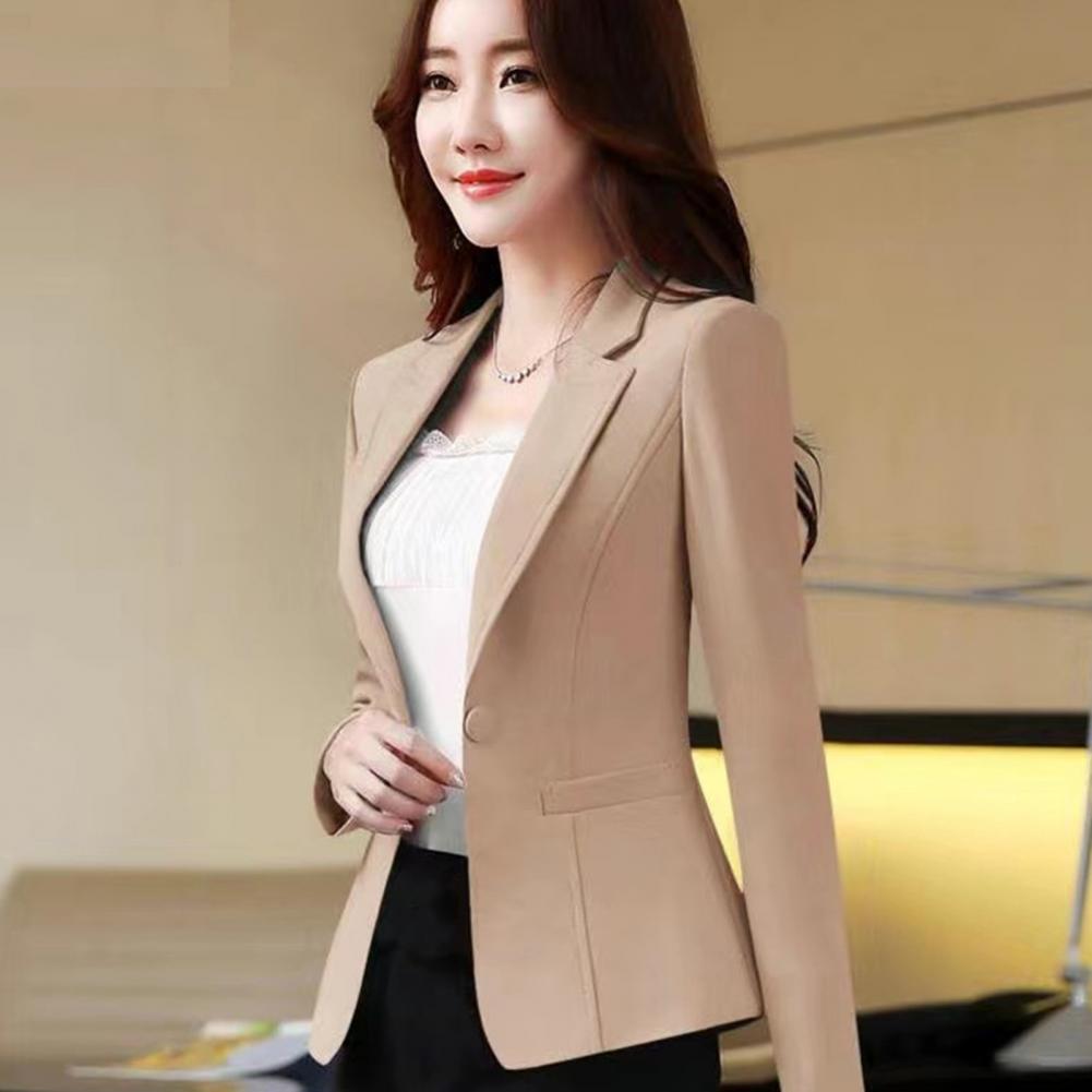 Senhoras formais terno jaqueta elegante cor sólida temperamento fino ajuste coreano terno casaco feminino blazer streetwear