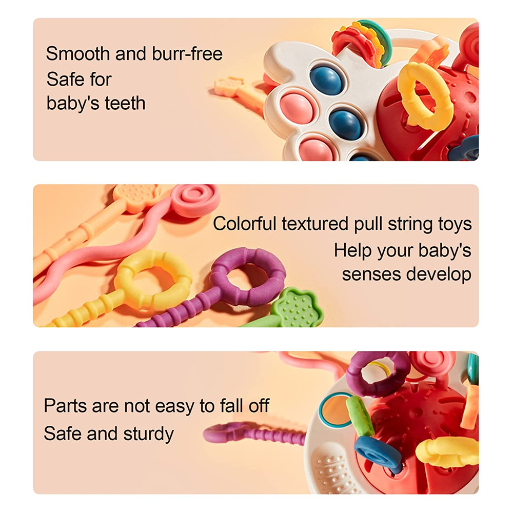 Cho Bé Cảm Giác Montessori Đồ Chơi Silicone Kéo Dây Đồ Chơi Cho Bé Từ 0 12 Tháng Mọc Răng Xe Máy Đồ Chơi Kỹ Năng Hoạt Động Đồ Chơi Cho 1-3 Năm Trẻ Sơ Sinh
