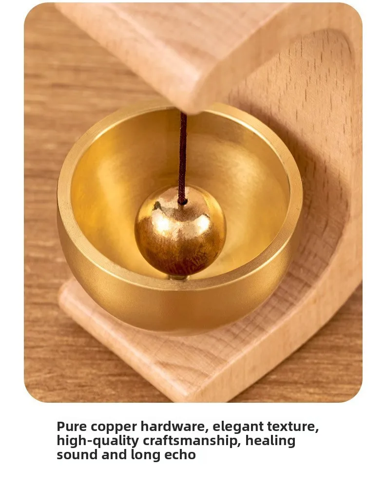Dopamine Wind Chime Magnetic Indoor Wind Chime, Oak Material Doorbell Copper Bell, Walnut Copper Trim Home Wind Chime Doorbell