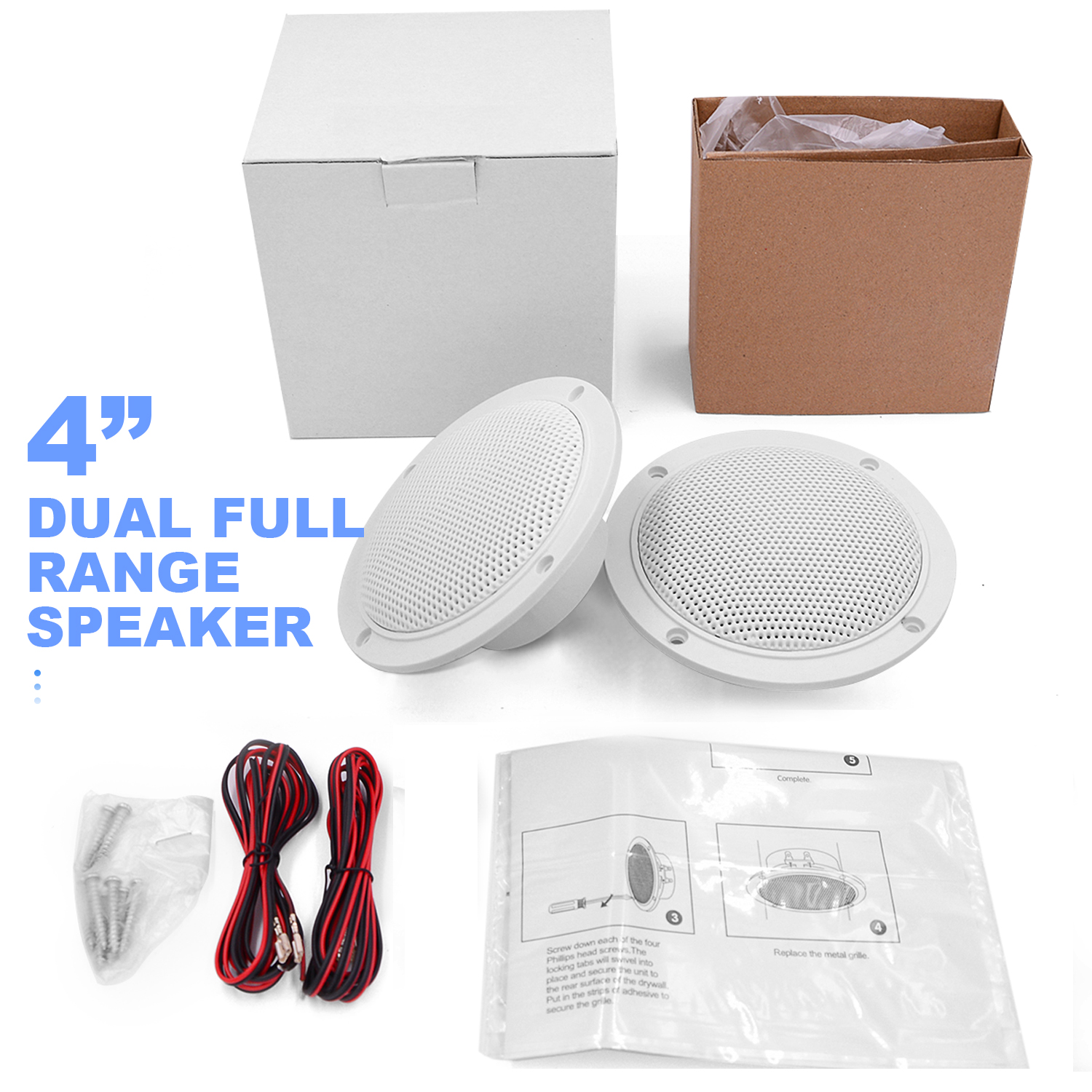 Guzare潜水艦-防水ボートスピーカー、ステレオラジオ、USB、Bluetooth、オーディオ、fm、amアンテナ、utv、atvボート用ホワイト、2個、4インチ