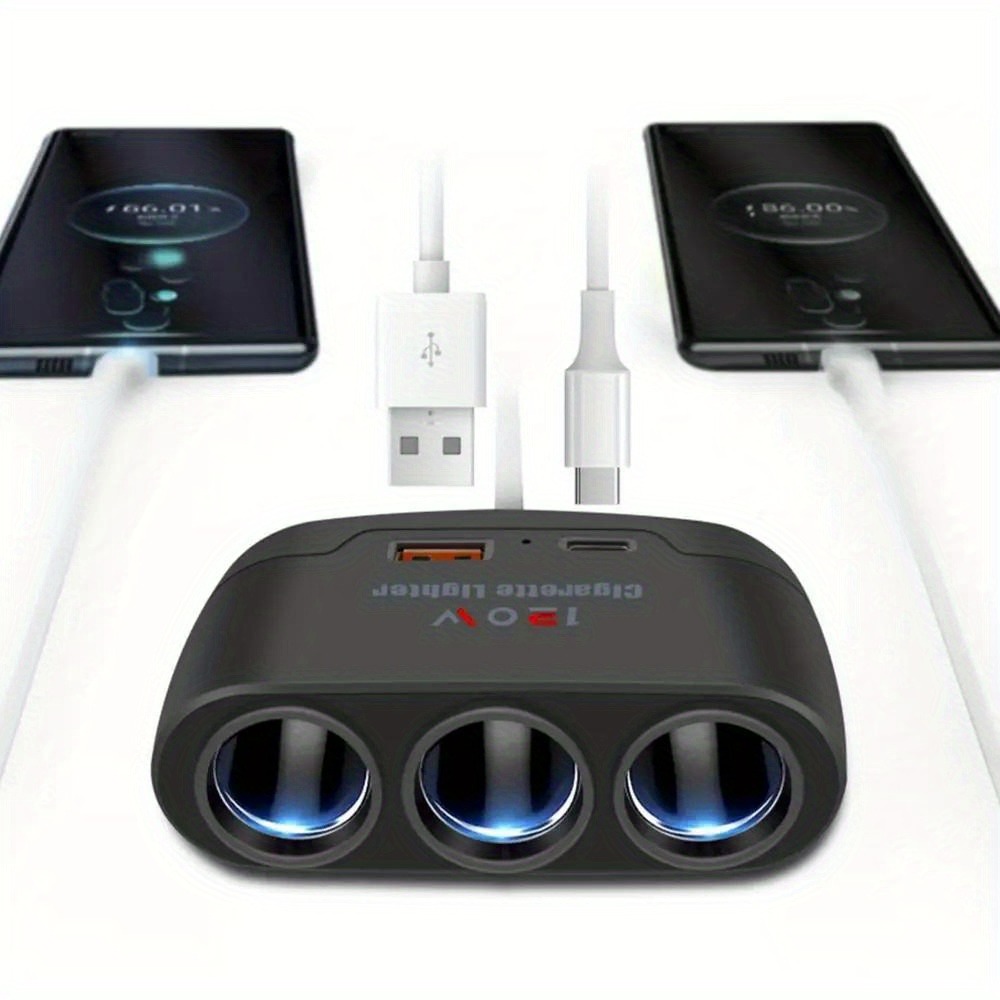 Mutil soquete 120w carregador de carro adaptador de isqueiro universal usb carregamento rápido qc3.0 adaptador de alimentação para iphone gps dashcam