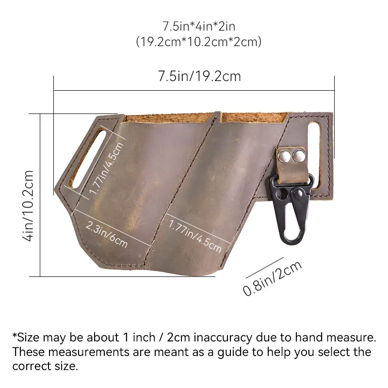 Alicates multiherramienta EDC de cuero genuino, funda para cinturón, táctico, multiherramienta, cuchillo plegable, soporte para linterna para cuero, 1 ud.