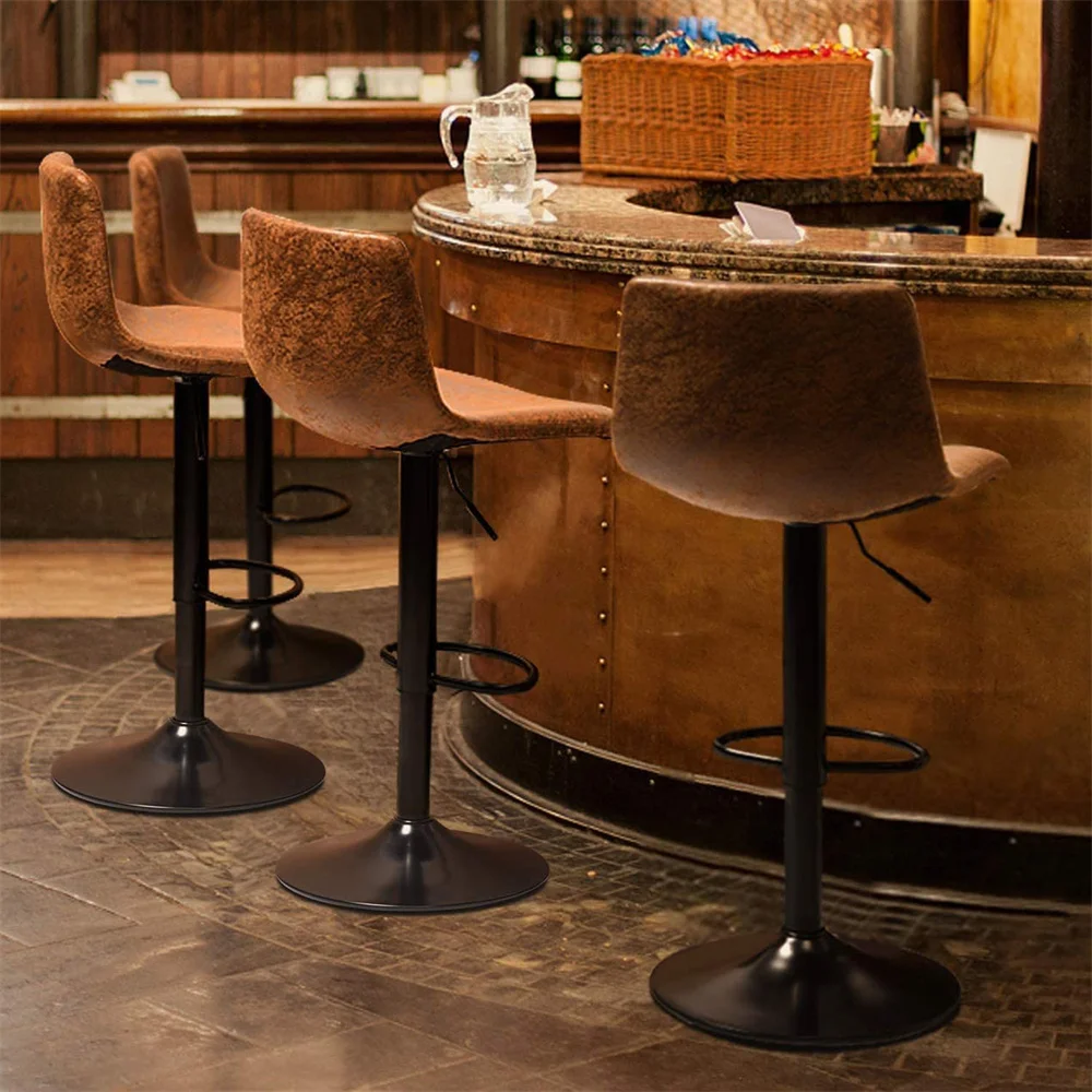 Industrial Vintage Tall Bar Stools, tubo ajustável, assento acolchoado, fezes de couro, móveis para cozinha Pub, 2x