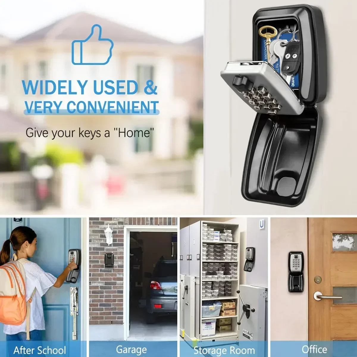 Portable Key Lock Box Key Holder Safe Hangable Security Combination Lock Box for Indoor, Outdoor, Garage, Garden, Store