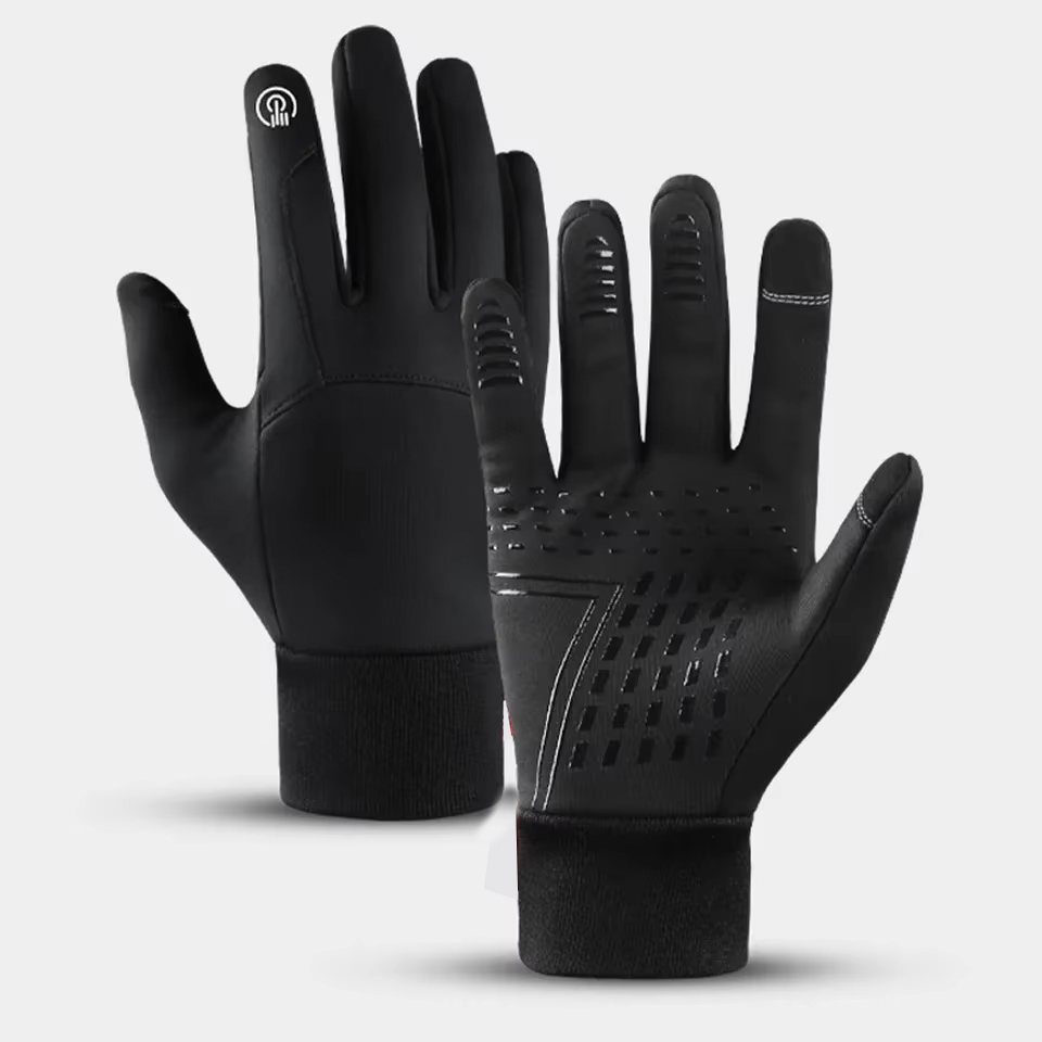 Autumn Winter Outdoor Cycling Gloves Gym Fitness Sports Running Warm Touch Screen Nonslip Gloves Motorcycle Gloves Men Black