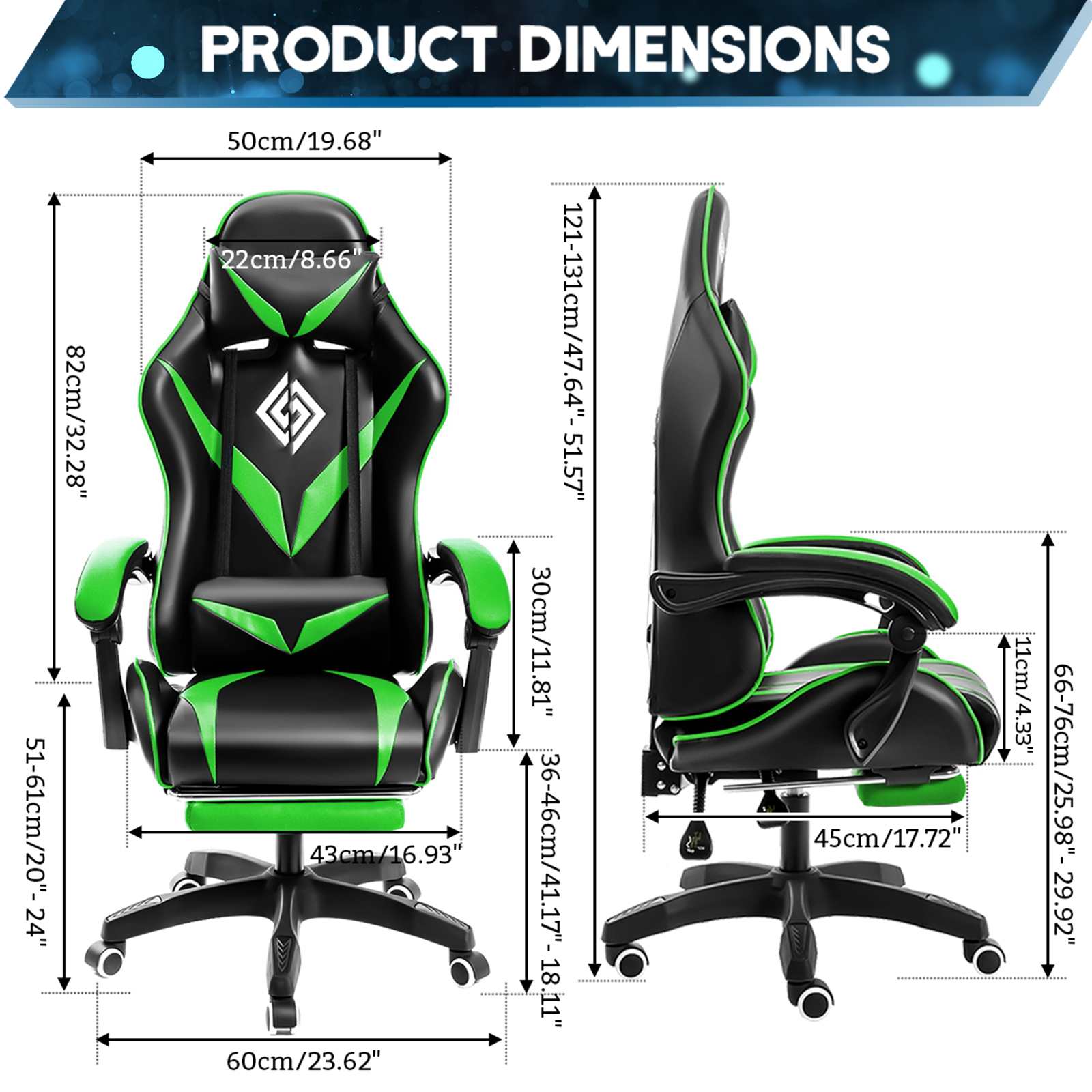Chaise de Bureau Ergonomique à Dossier Haut et Réglable pour Jeu de Course, Siège de Énergie Lombaire, de Tâche à Comcussion