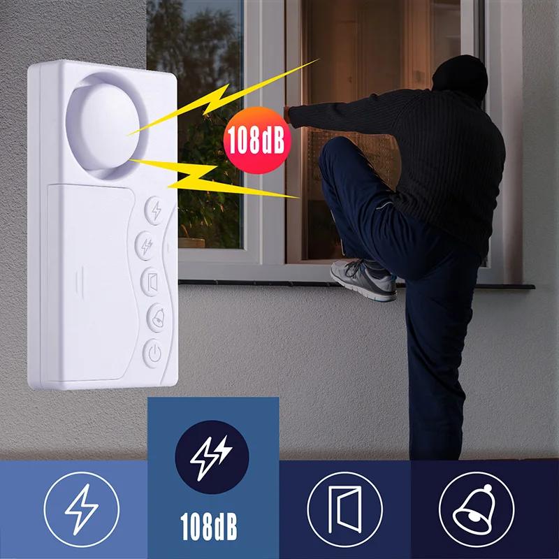 Bezprzewodowy alarm antywłamaniowy do okien drzwi z czujnikiem magnetycznym Alarm 108 dB Czujniki otwarcia drzwi o dużej głośności Urządzenie zabezpieczające w domu