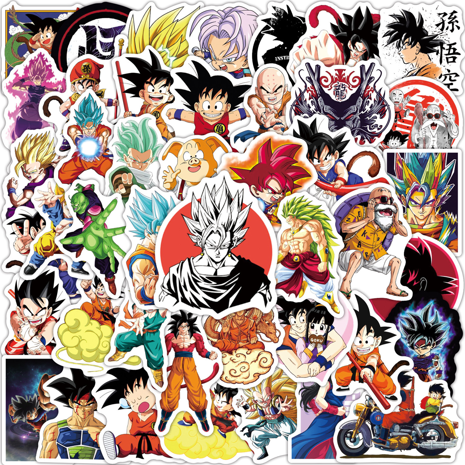 10/50/100 Uds. Pegatinas de Dragon Ball de Anime para niños Graffiti monopatín portátil botella de agua motocicleta pegatina de dibujos animados calcomanías de juguete
