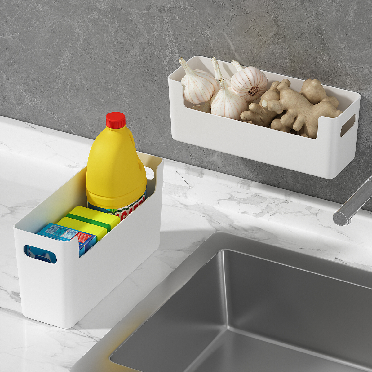 WORTHBUY Montado na parede Gabinete Plástico Armazenamento Rack Multifuncional Punch Free Frigorífico Porta Armazenamento Titular Cozinha Armazenamento Organiz