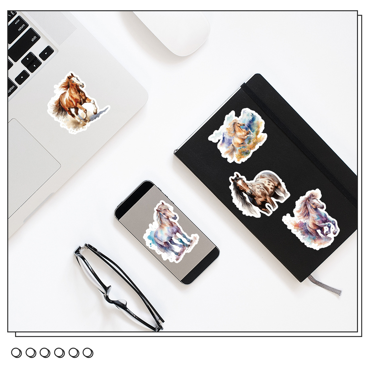 50 個水彩動物馬モバイルウォーターカップ防水性と耐傷性装飾子供用ハンドブックステッカー