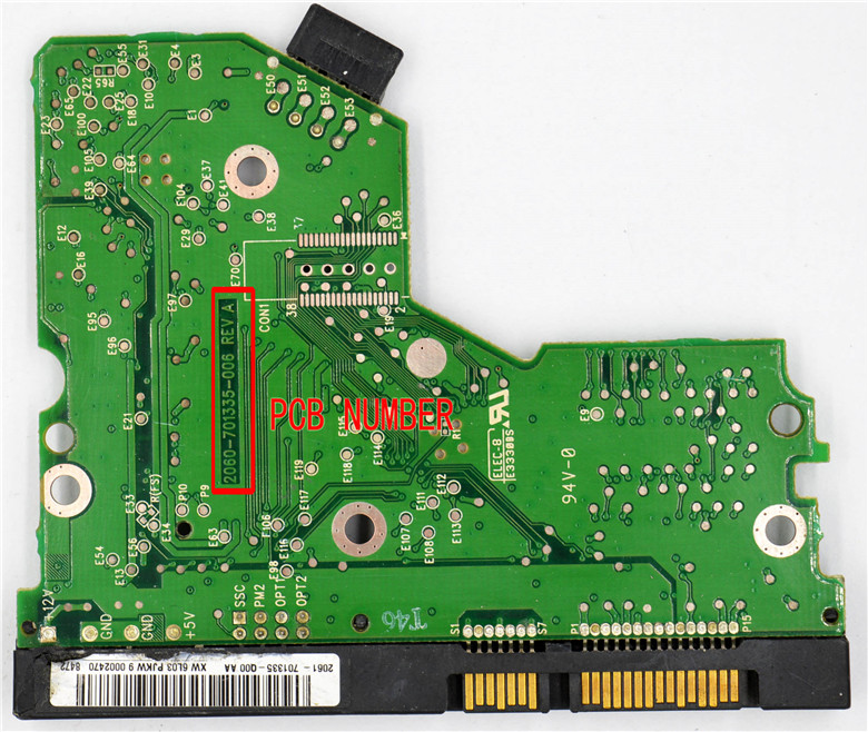 2060- 701335 -005 REV A 2060- 701335 -003, 701335 -006 , 701335 -007 / Placa de circuito de disco rígido Western Digital 2061- 701335 -B00