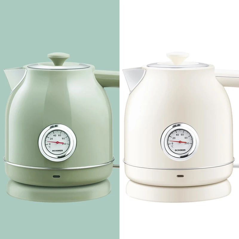 Đốt Cháy Ấm Siêu Tốc Retro Nhiệt Kế Điện Gia Dụng Đốt Cháy Ấm Siêu Tốc 304 Cơm Trắng 1.7L Công Suất Lớn