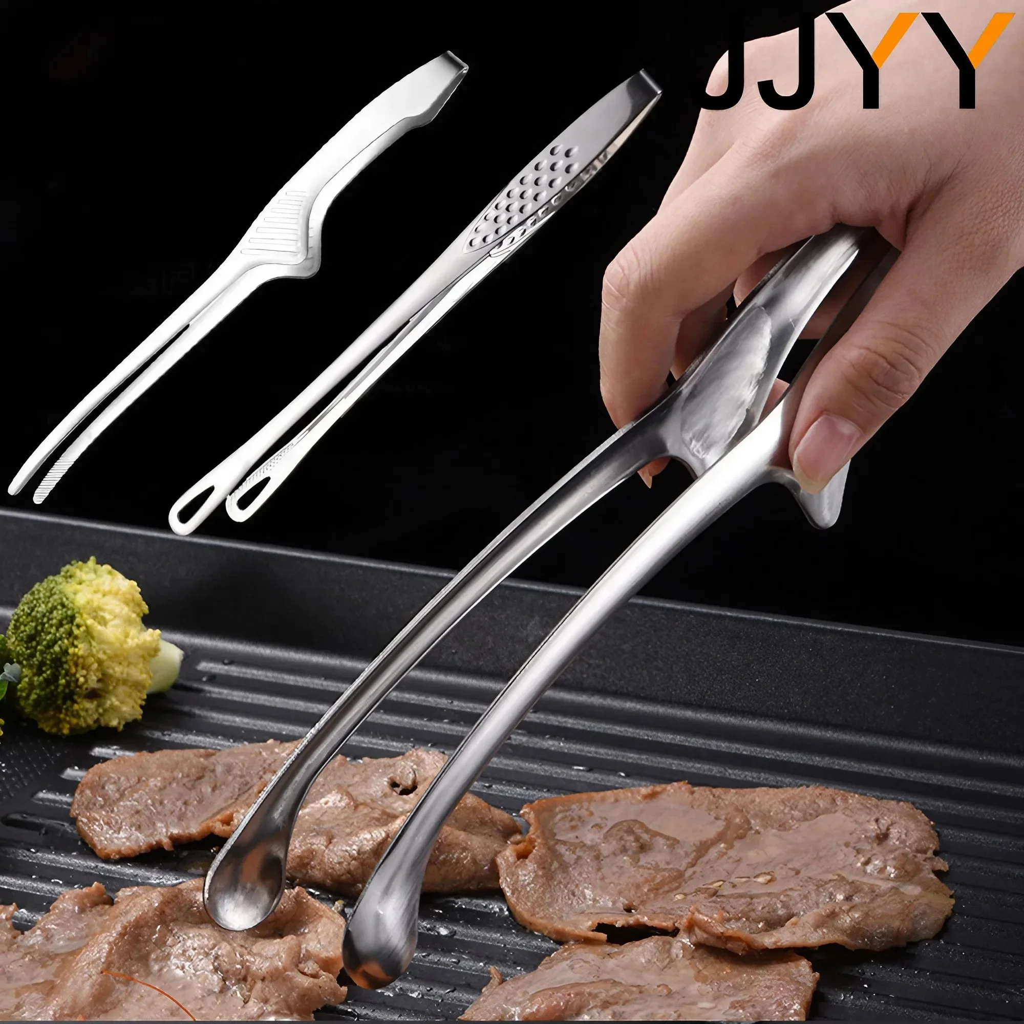 Pinzas para alimentos de acero inoxidable JJYY 304, pinzas antideslizantes para barbacoa con mango largo, pinzas para carne, herramientas de cocina, accesorios de cocina