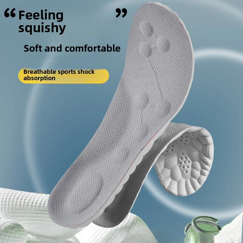 กีฬา Insoles สําหรับรองเท้า 4D Shock Absorption ระงับกลิ่นกาย Breathable Cushion Running Insoles สําหรับฟุตผู้หญิง