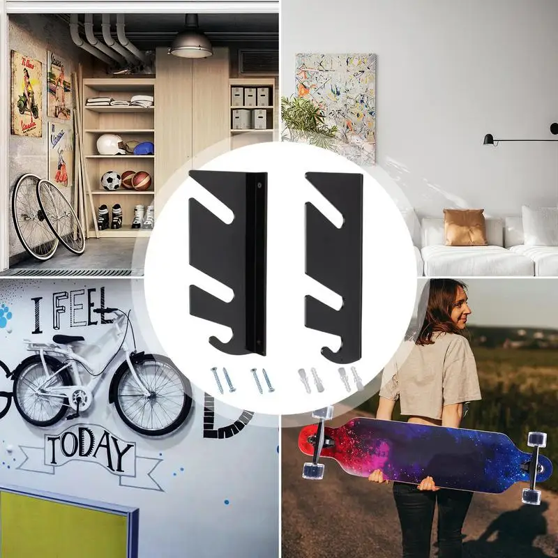 1 Pair Acrylic Skateboard Mount With Storage Hook Two Layers Of Skateboard Hanger For Deck Skateboard Wall Mount