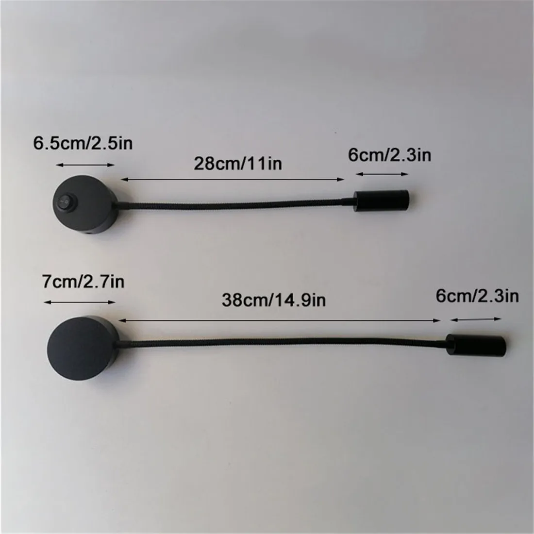 L40cm Cổ Ngỗng Dài 3W Đèn Đầu Giường Tường Led Chiếu Sáng Công Tắc Đen Vòi AC90-260V 110V 220V đèn Đọc Sách Sách Đèn