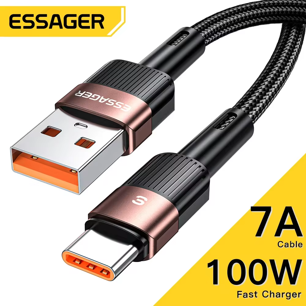 Essager 7A Cáp USB Type C Dành Cho Realme Huawei P30 Pro 66W Sạc Nhanh Dây USB-C Sạc Dữ Liệu Dây dành Cho Samsung Oneplus Poco F3