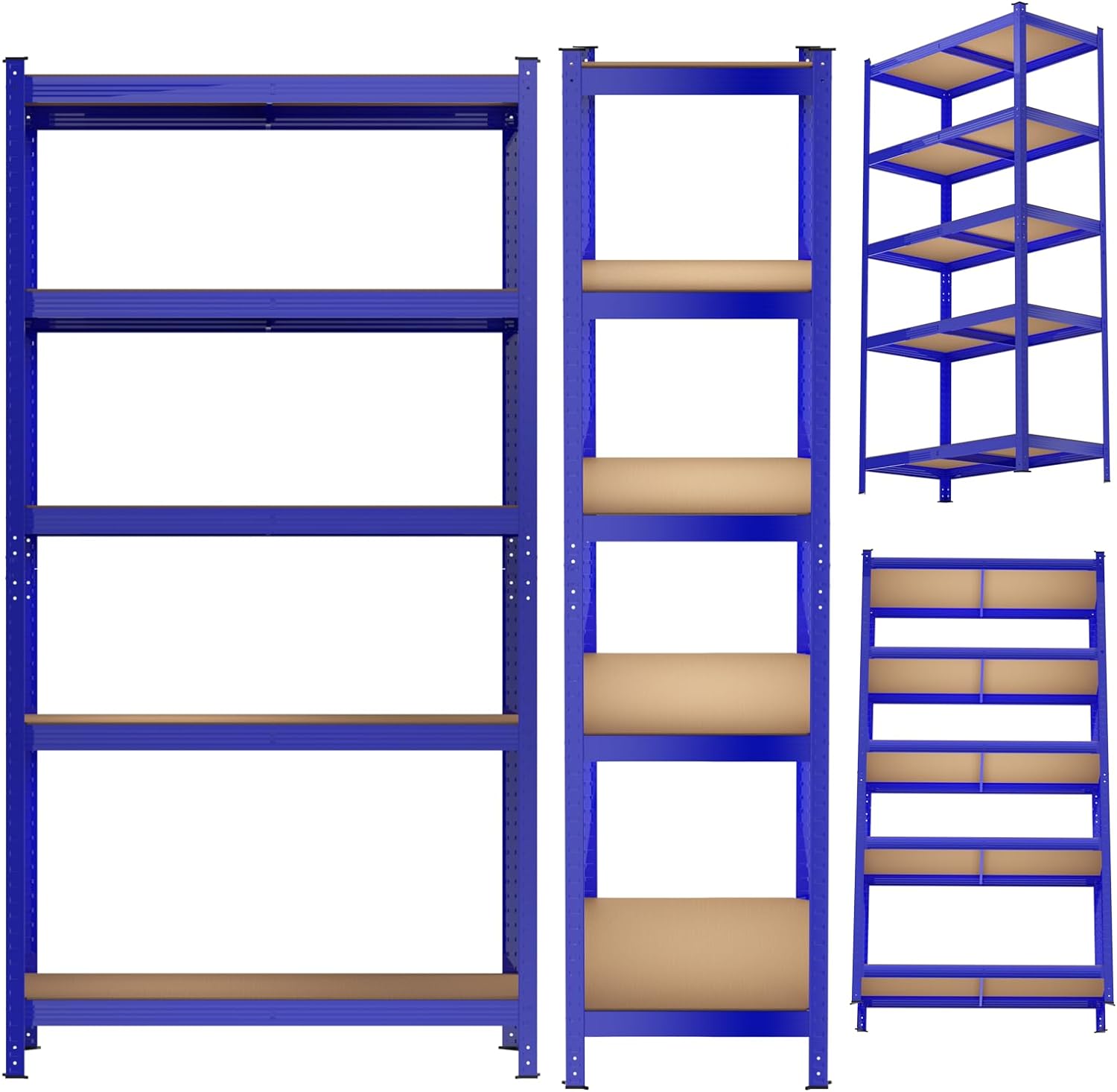 Estantería de Metal de alta resistencia, estantería de 5 niveles con marco de acero, Panel de MDF, capacidad de carga de hasta 875kg
