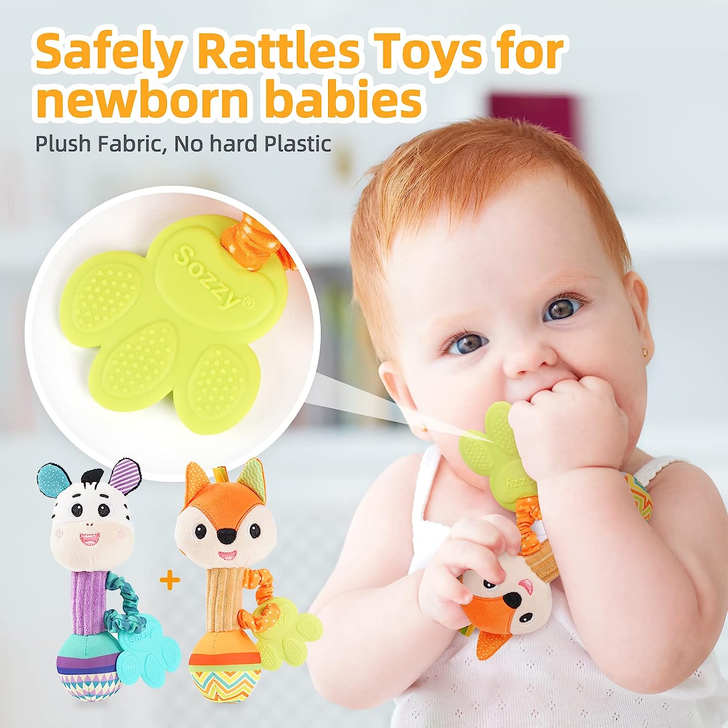 부드러운 박제 동물 딸랑이 핸드 그립 아기 장난감 셰이커 주름 삐딱한 감각 여행 액세서리 신생아 0-6 개월 딸랑이