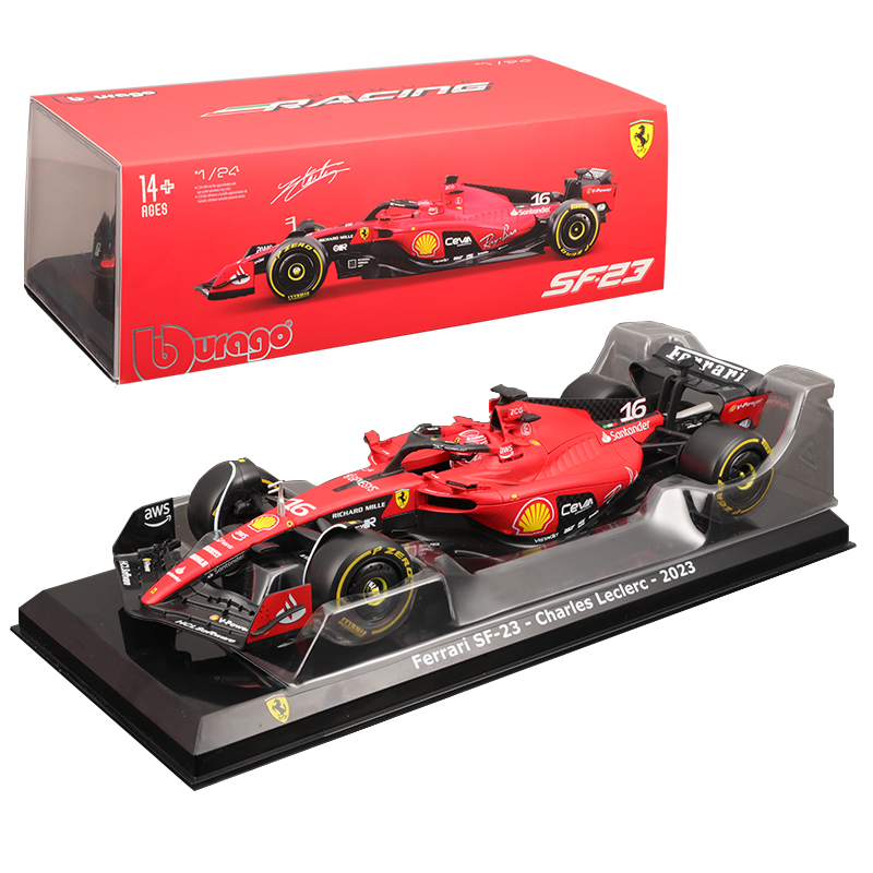 Bburago-F1 Racing Alloy Car Model, 1:24, Scuderia Ferrari Team, SF23 2023, 1:24, Fórmula Carlos Sainz, Brinquedo Diecast, 1:24