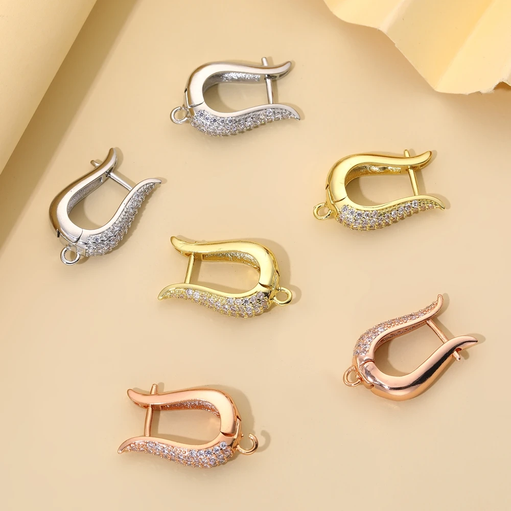Juya 18K ทองชุบ Anti-Allergy Basic Fastener Hooks หูต่างหูติดตั้งอุปกรณ์เสริมสําหรับ DIY ผู้หญิงต่างหูทํา