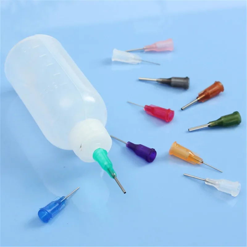 30ml/50ml 투명 접착제 병 폴리에틸렌 바늘 디스펜서 11 바늘이있는 로진 솔더 플럭스 페이스트 용 디스펜스 병