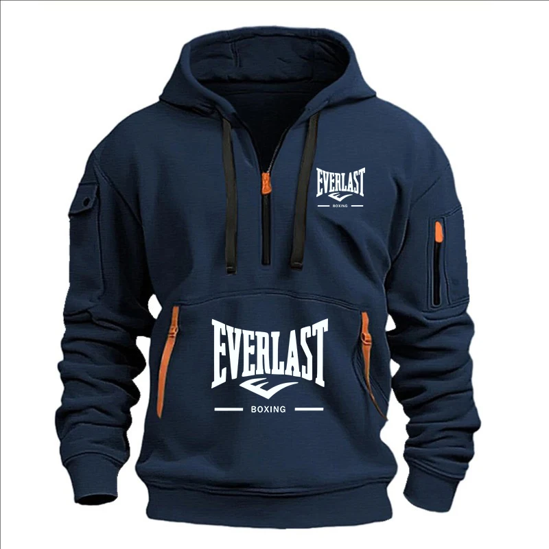 Moda Otoño e Invierno ropa de marca para hombres diseño con múltiples cremalleras Sudadera con capucha impresa sudadera casual jersey con capucha suelta