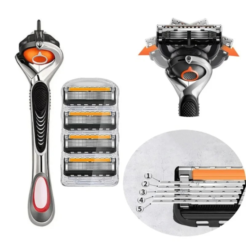 4/8/12/16pcs 5-layer men's shaver, stainless steel shaver, classic manual shaver washable and replaceable blade High Quality